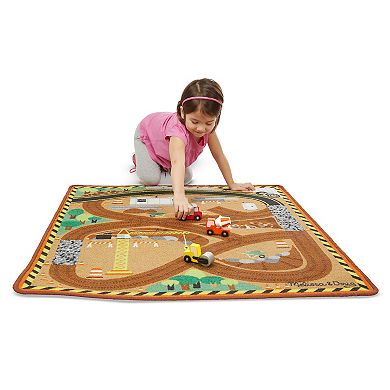 Melissa & Doug Round the Site Construction Truck Rug Play Set 