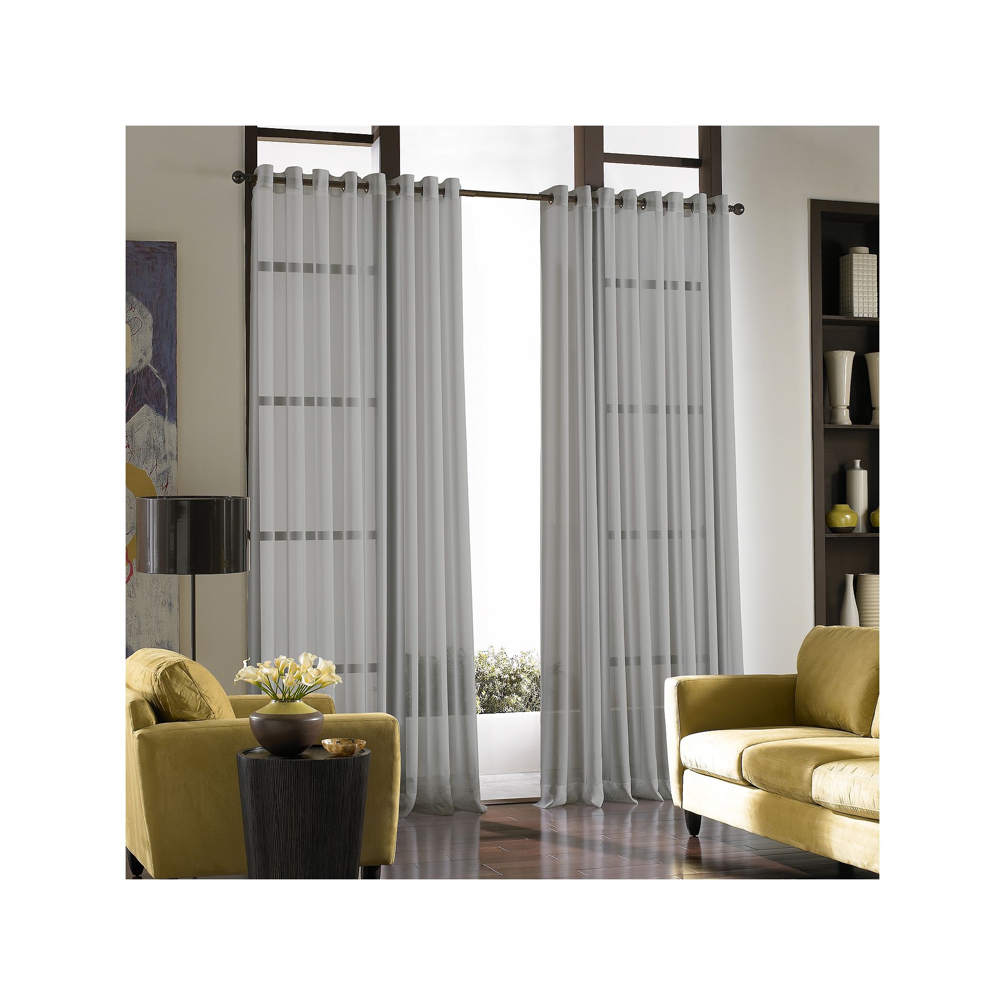 Window Curtainworks Soho Voile Grommet Window Curtain, Silver