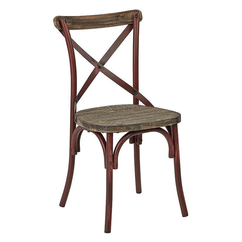 OSP Home Furnishings Somerset X Back Antique Metal Dining Chair, Red, Furni