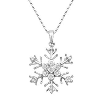 HDI Sterling Silver 1/10 Carat T.W. Diamond Snowflake Pendant