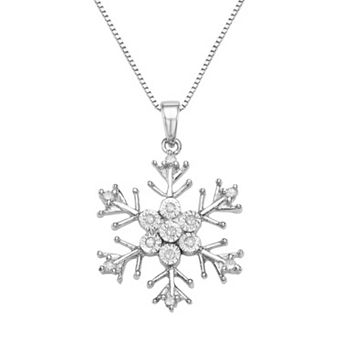 HDI Sterling Silver 1/10 Carat T.W. Diamond Snowflake Pendant