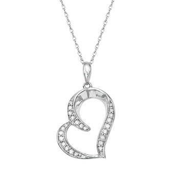 Sterling Silver 1/8 Carat T.W. Diamond Heart Pendant