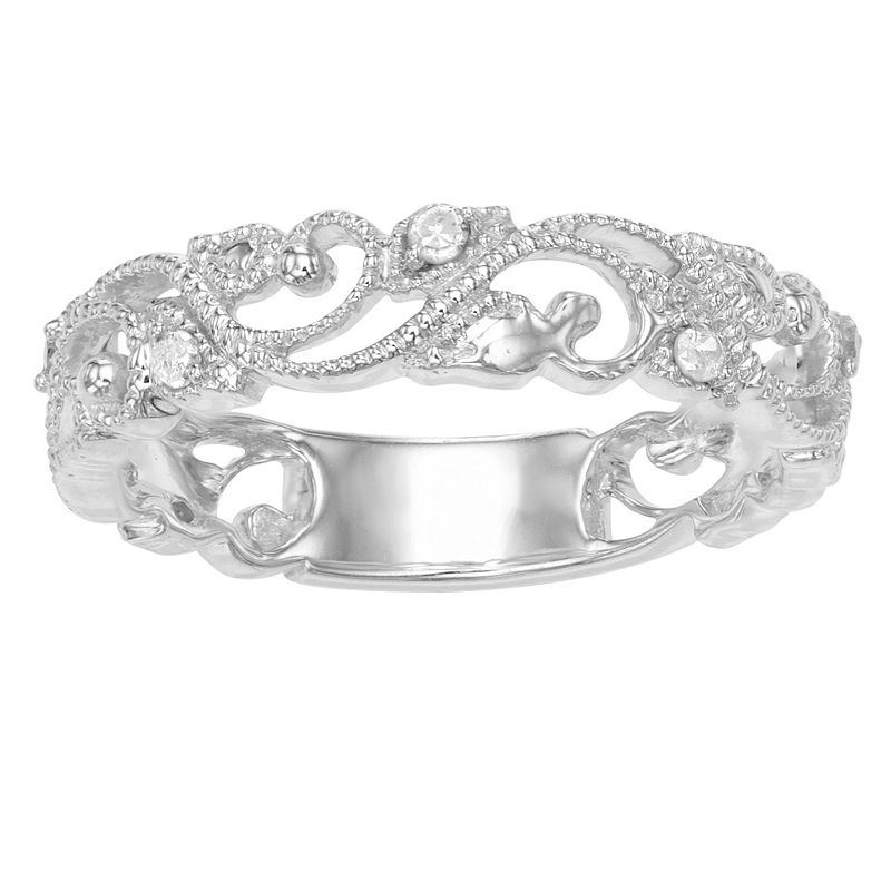 HDI Sterling Silver 1/10 Carat T.W. Diamond Ring, Women's, Size: 6, White