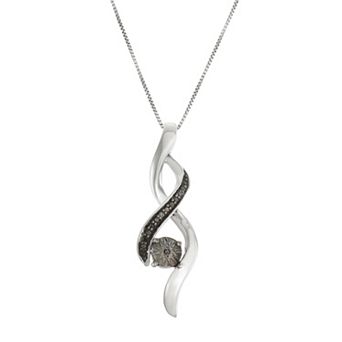 HDI Sterling Silver Black Diamond Accent Infinity Pendant Necklace