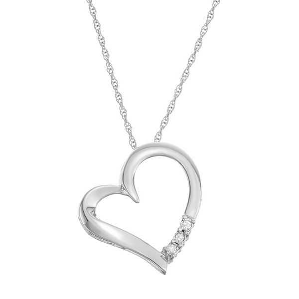 Sterling Silver Diamond Accent Heart Pendant Necklace