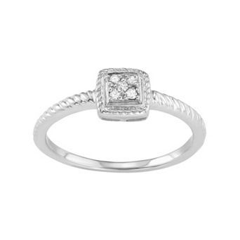 HDI Sterling Silver Diamond Accent Twist Halo Ring