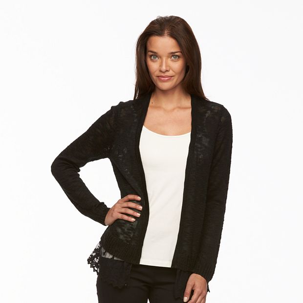Women s AB Studio Slubbed Lace Cardigan