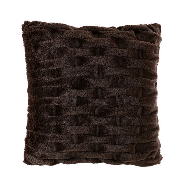 Madison Park Ruched Faux Fur Square Throw Pillow