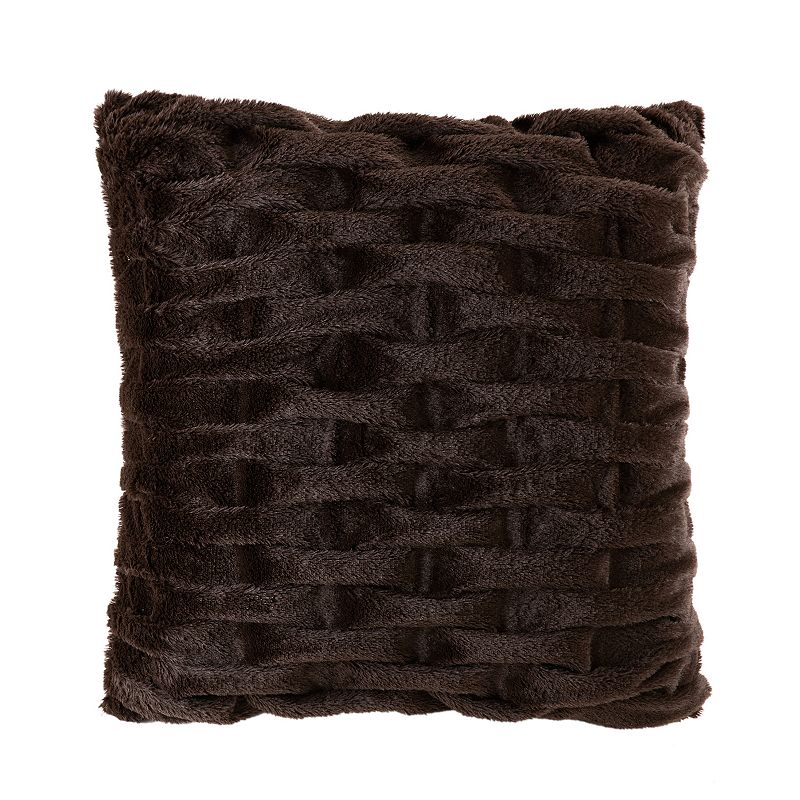 27825744 Madison Park Ruched Faux Fur Throw Pillow, Brown,  sku 27825744