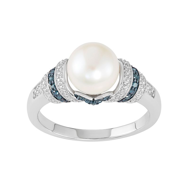 46466182 Freshwater Cultured Pearl & Blue Diamond Accent St sku 46466182