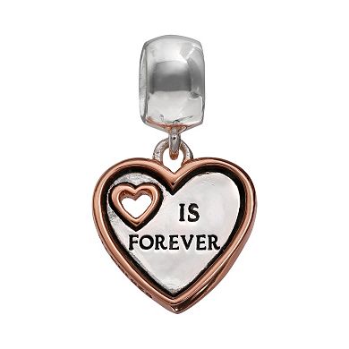 Individuality Beads Sterling Silver & 14k Rose Gold Over Silver "Mother's Love" Heart Charm