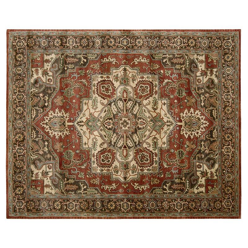 Nourison Jaipur Framed Floral Wool Rug, Red, 6Ft Rnd