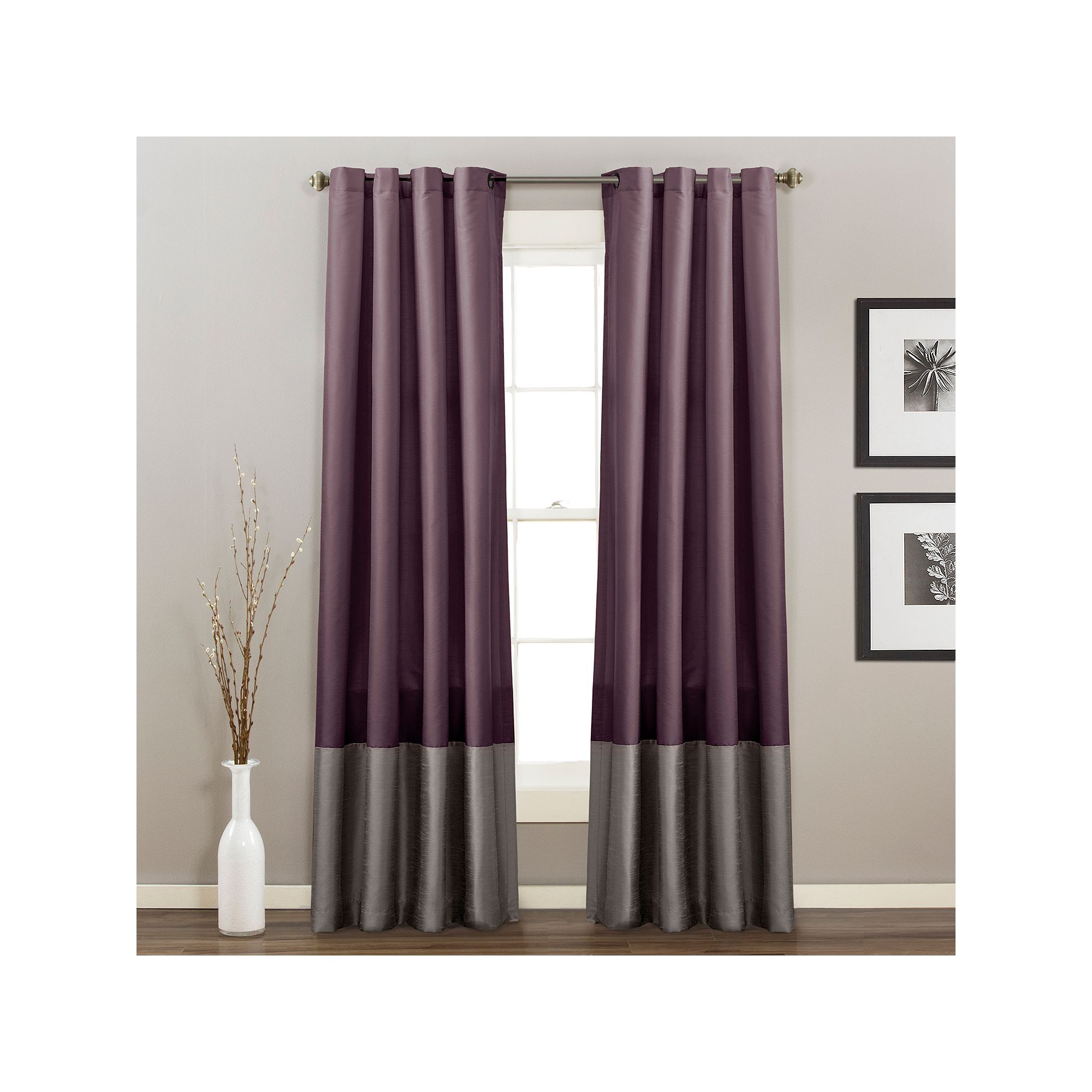 Lush Decorn 2-pack Prima Window Curtains, Gray Purple