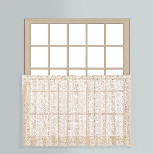 United Curtain Co. Rochelle Lace Tier Kitchen Window Curtain Set