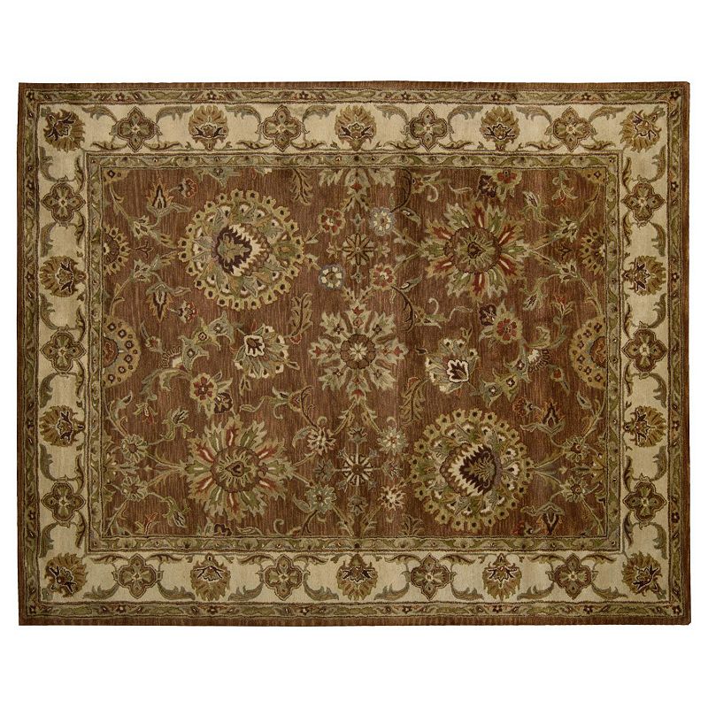 Nourison Jaipur Traditional Framed Floral Wool Rug, Brown, 4X6 Ft