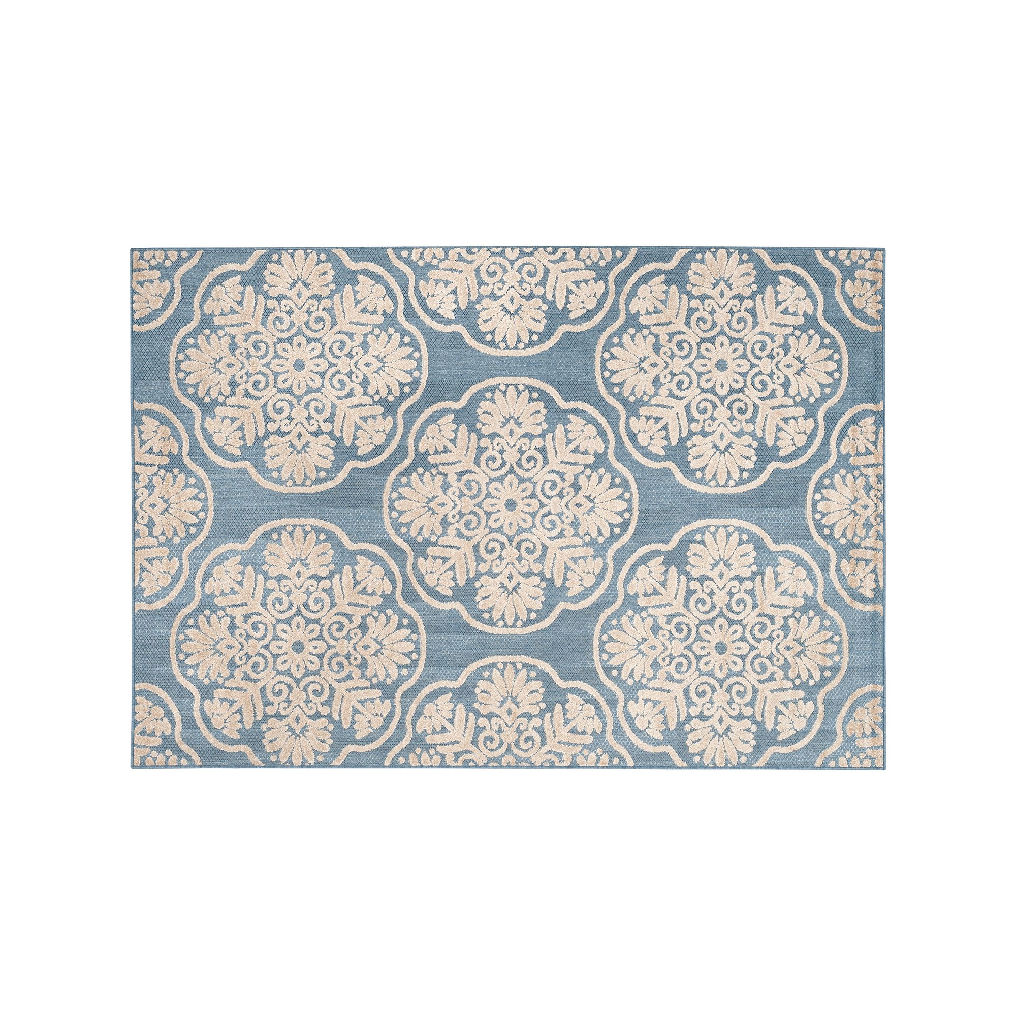 Safavieh Cottage Kennebunkport Medallion Indoor Outdoor Rug, Light Blue Bei