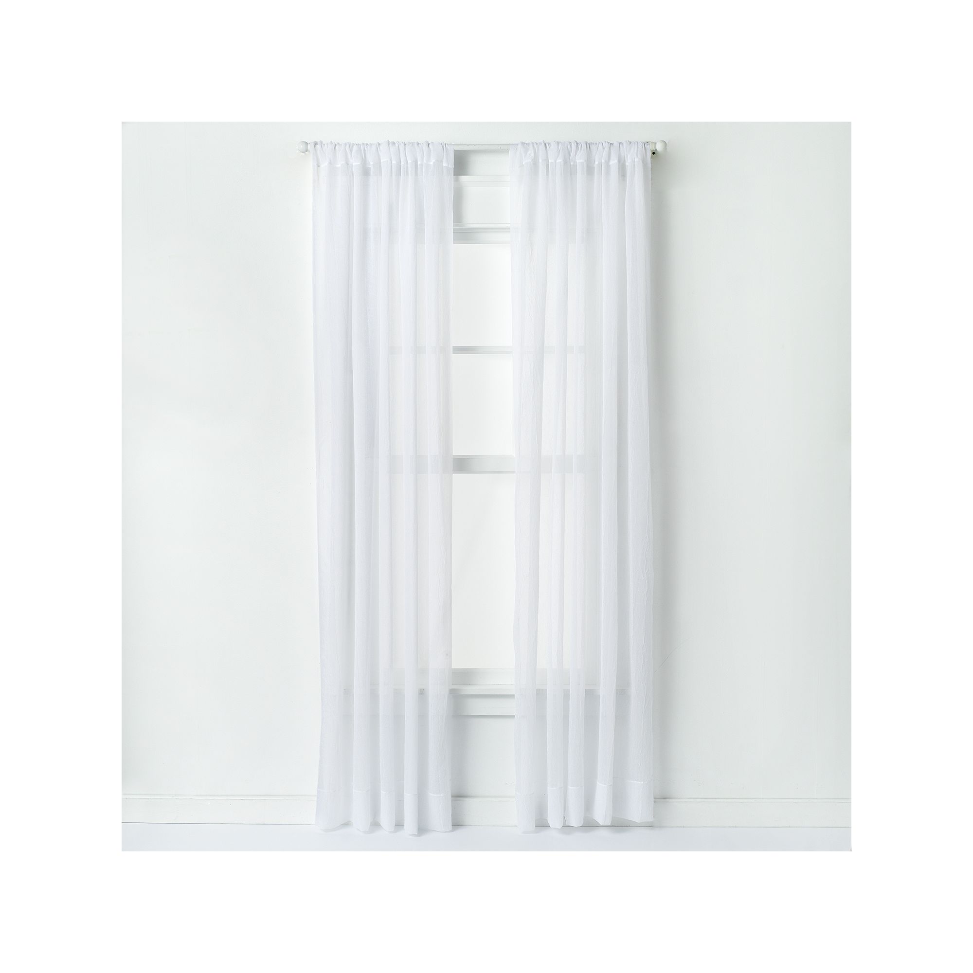 Window Curtainworks 1-Panel Trinity Crinkle Voile Window Curtain, Winter Wh