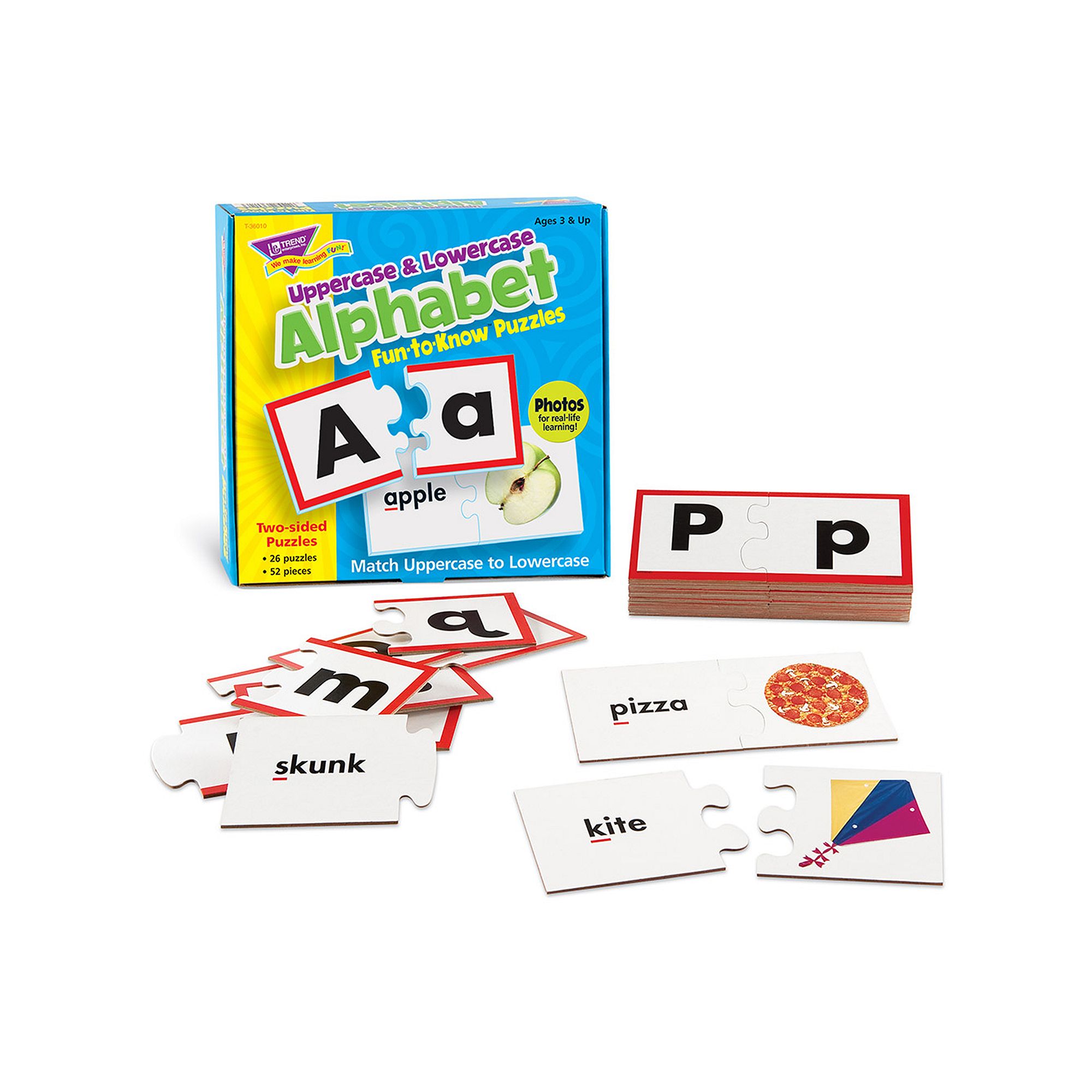 TREND Uppercase & Lowercase Alphabet Fun-to-Know Puzzles, Multicolor