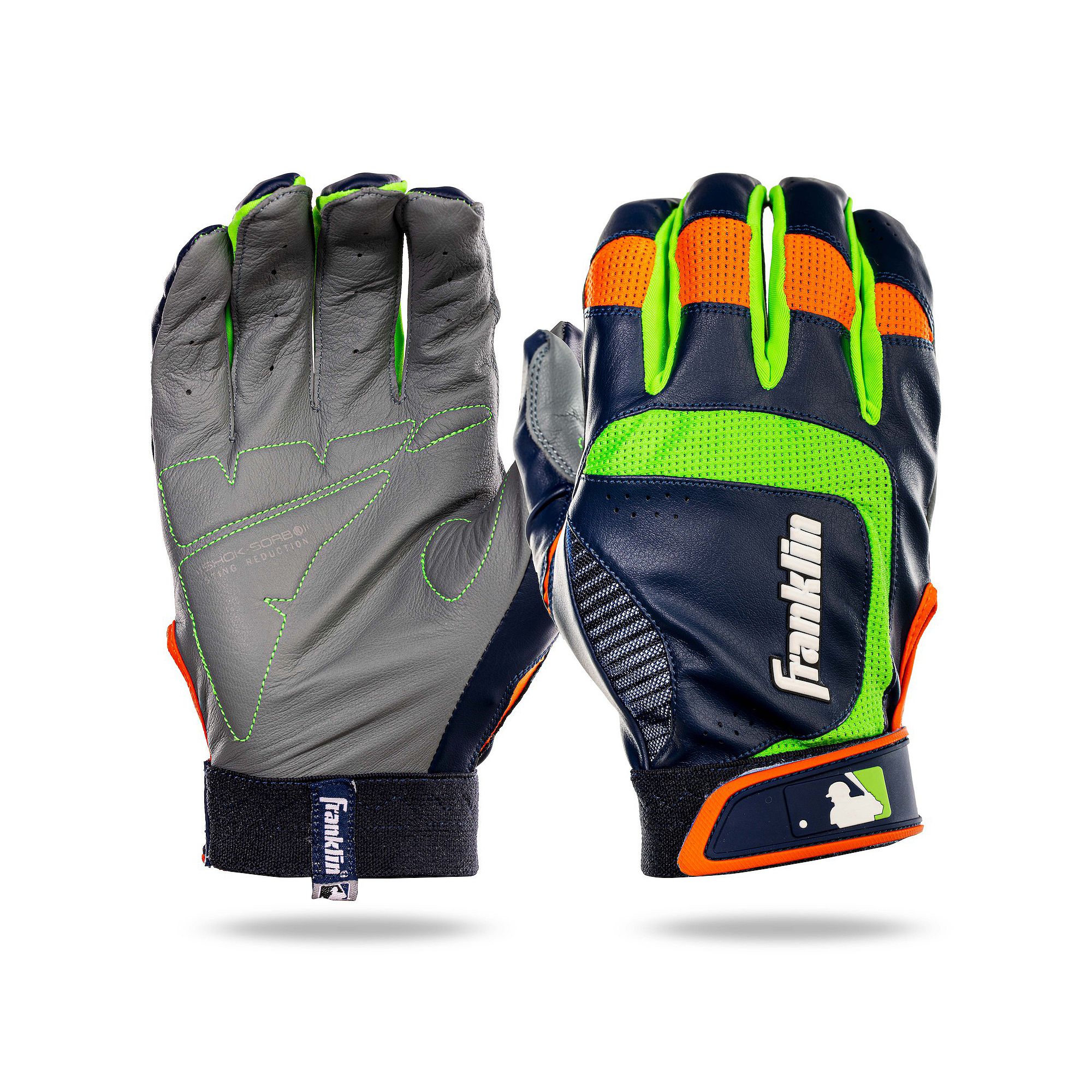 Franklin Sports Shok-Sorb Neo Batting Glove - Youth, Gray Navy Lime