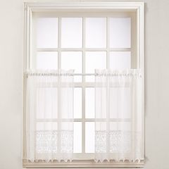 No918 Joy Lace Tier Kitchen Window Curtain Set