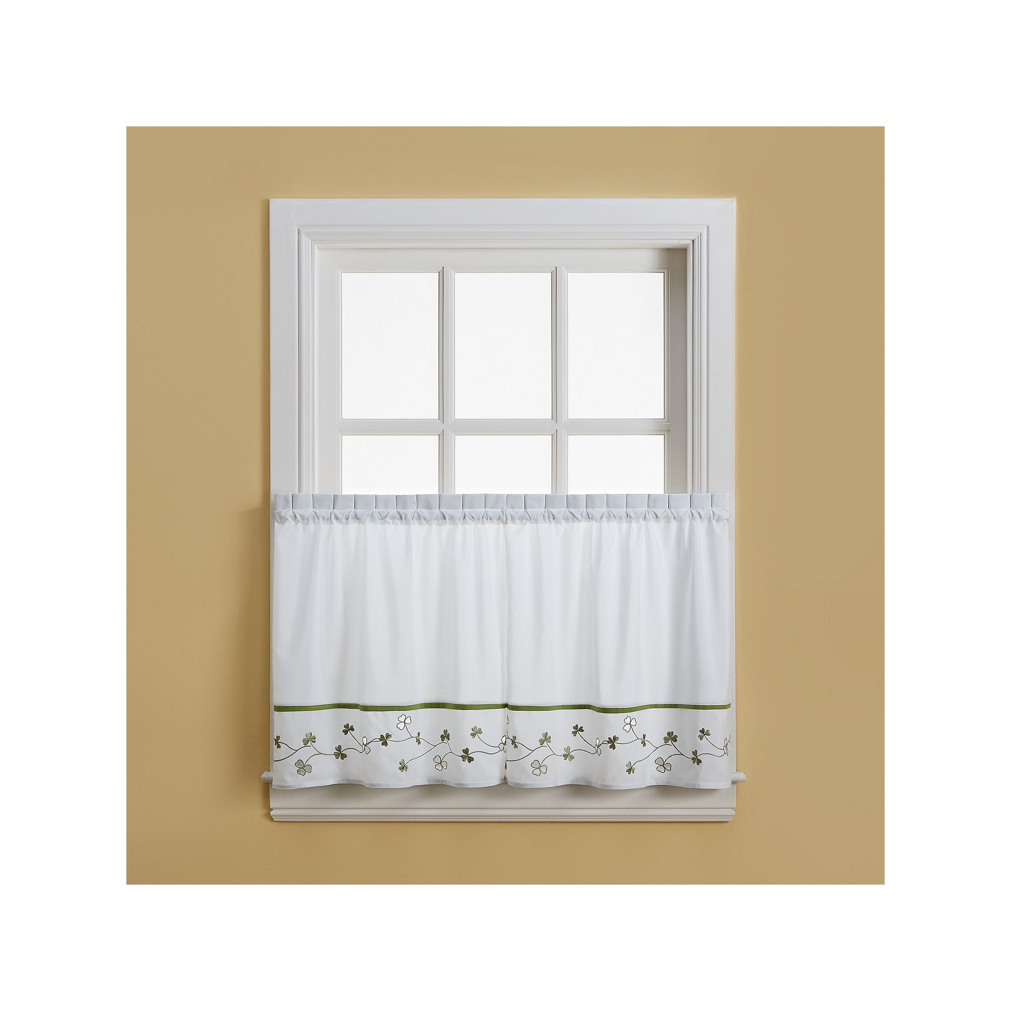 CHF Clover Tier Curtain Pair, Green