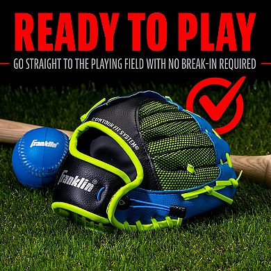 Franklin Sports NeoGrip Teeball 9-in. in Left Hand Throw Glove and Ball Set- Youth