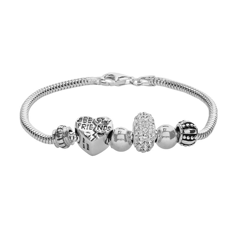 Individuality Beads Crystal Sterling Silver Snake Chain Bracelet & Best Fr