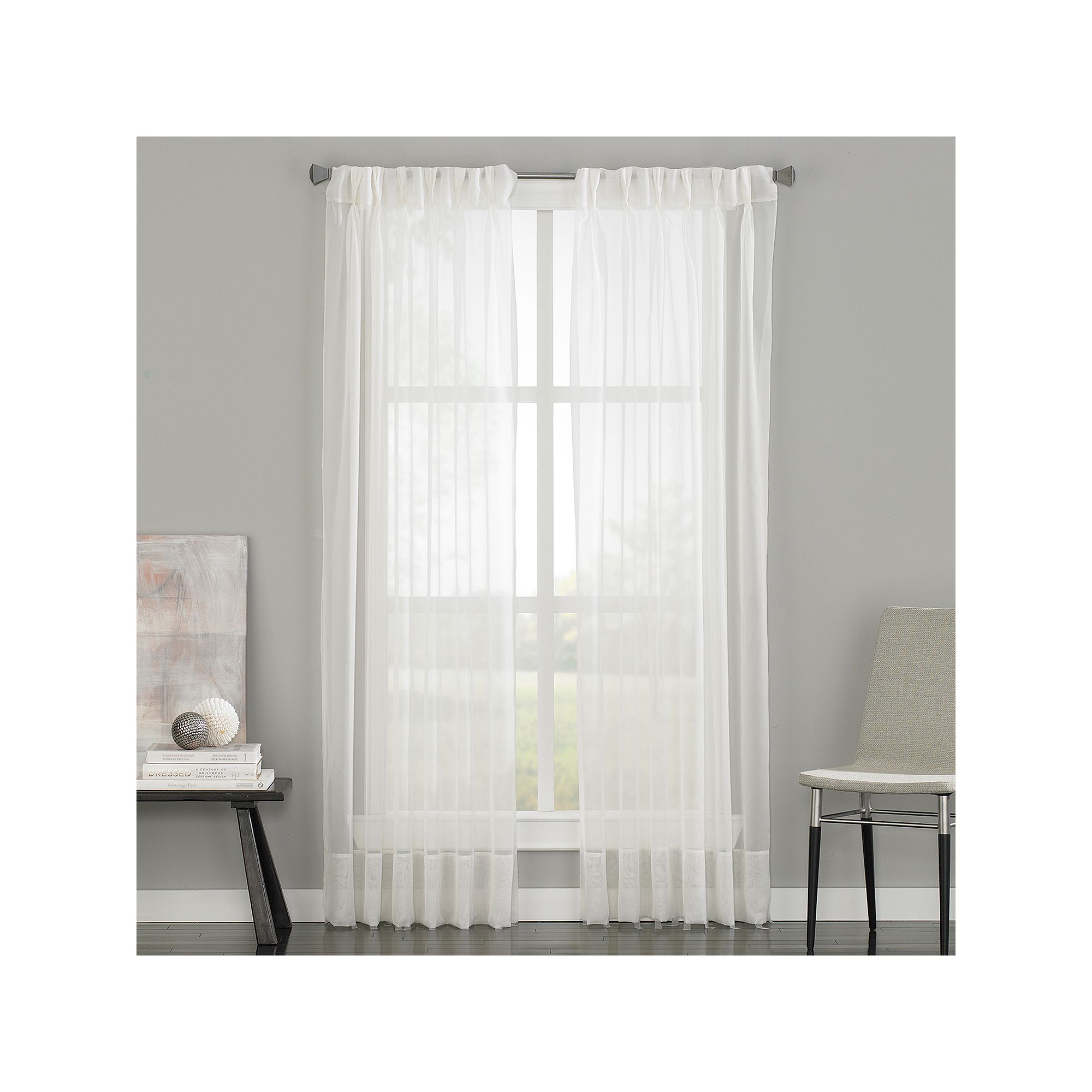 Window Curtainworks Soho Voile Pinch Pleat Window Curtain, Oyster