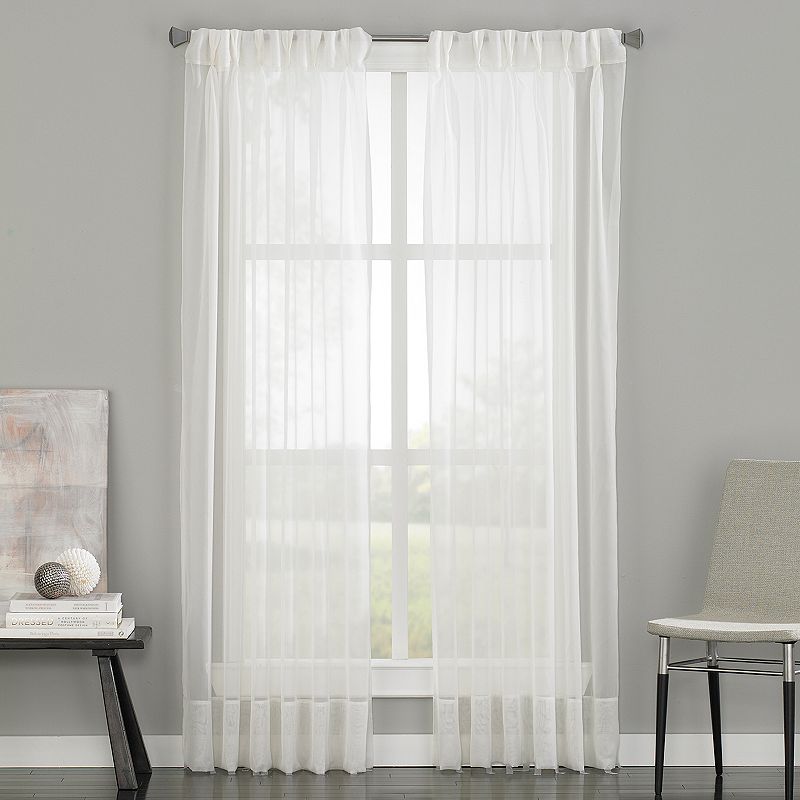 Curtainworks Soho Voile Indoor Curtain  Polyester Sheer Pinch Pleat Single Panel  Oyster  29  x 144