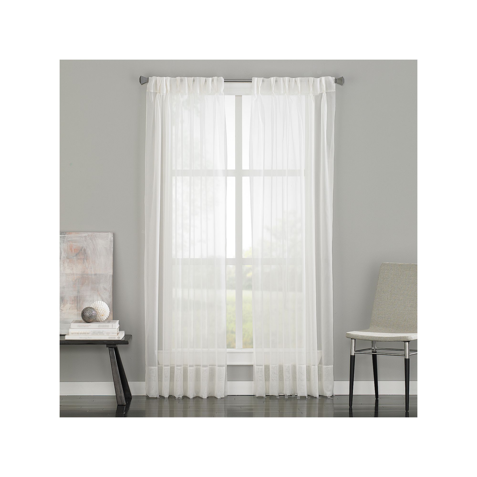 Window Curtainworks Soho Voile Pinch Pleat Window Curtain, White