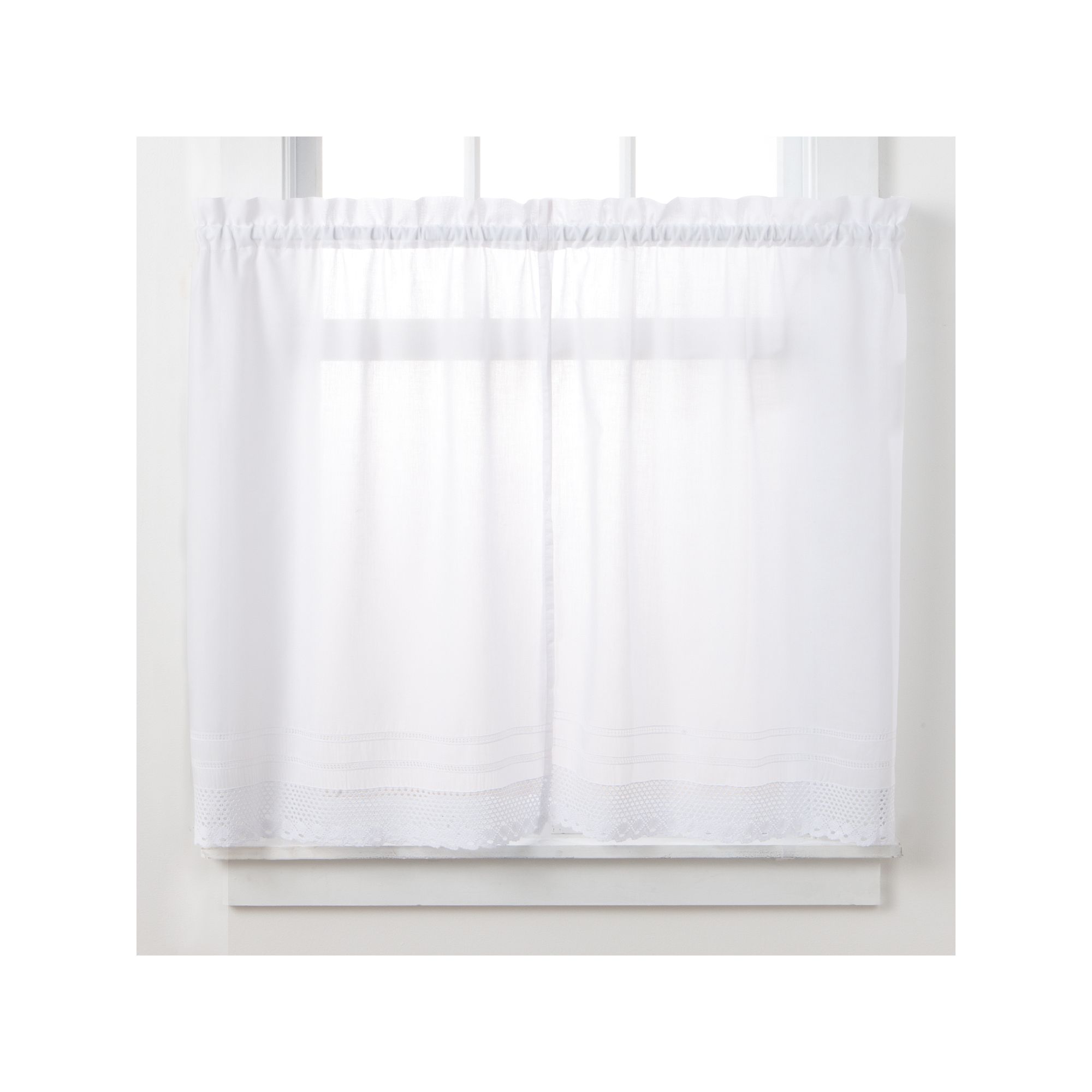 CHF Crochet Tier Window Curtain Set, White