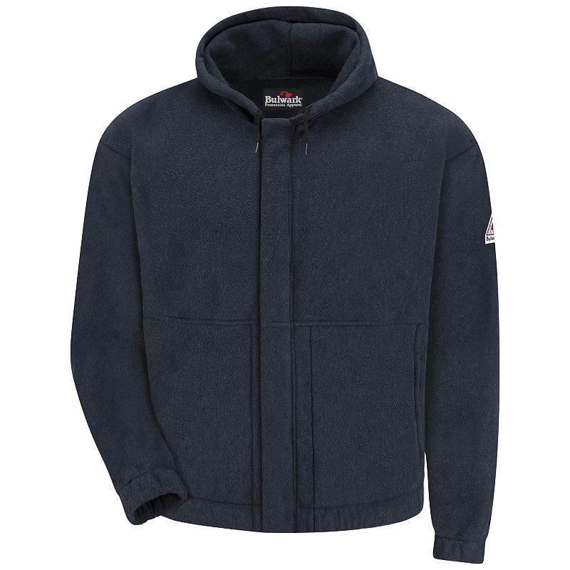 Mens Bulwark FR Zip-Front Hooded Fleece Sweatshirt, Size: Large, Blue