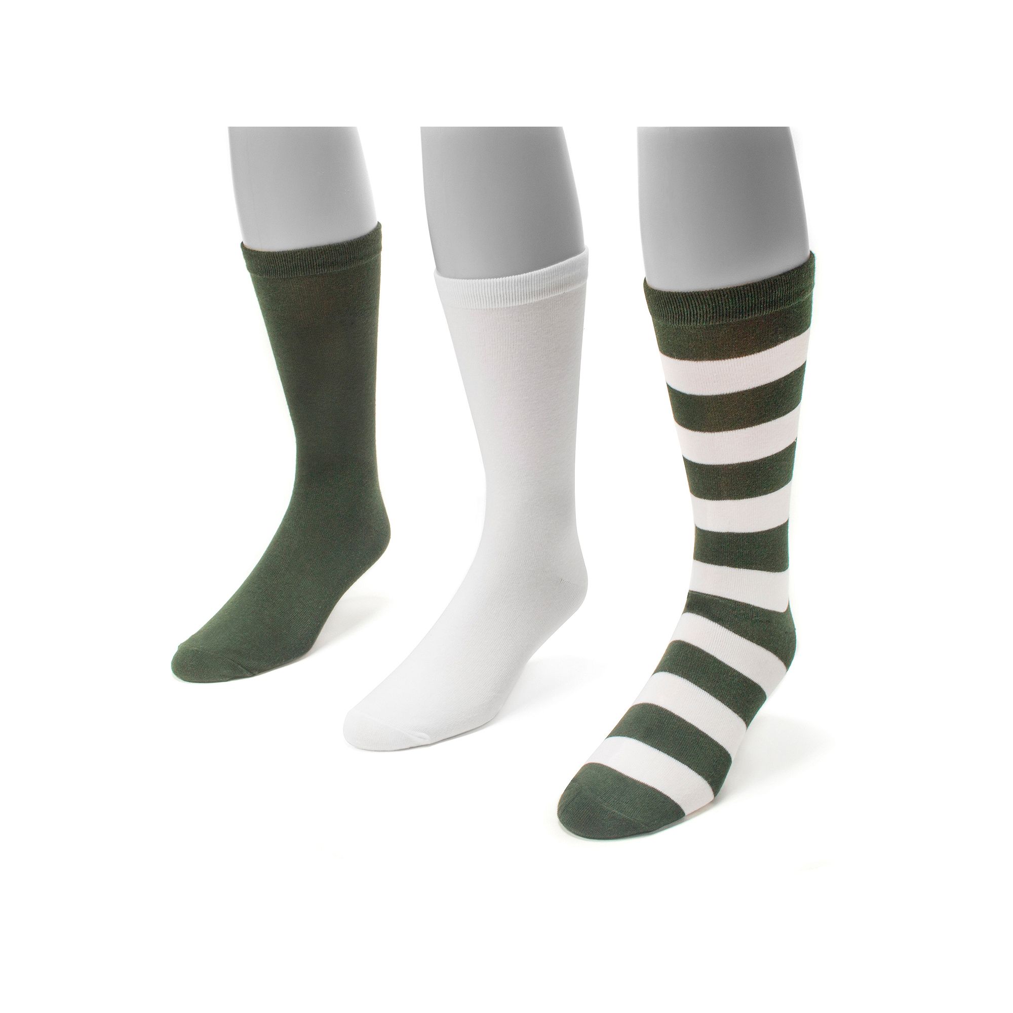 Adult MUK LUKS Game Day 3-pk. Crew Socks, Womens, Green And White