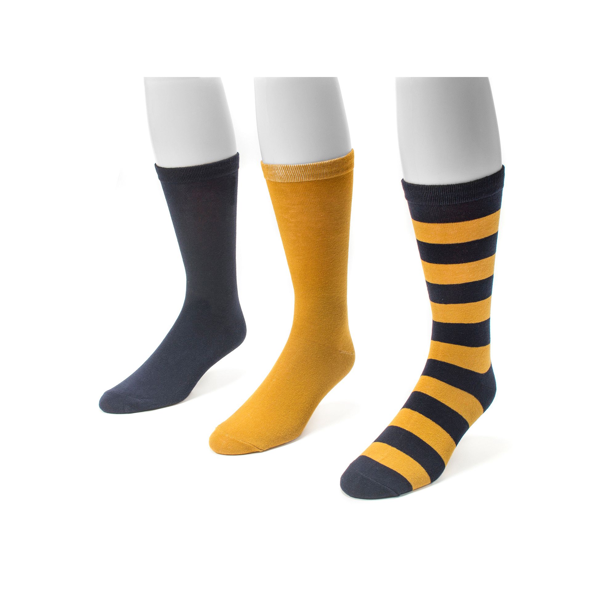 Adult MUK LUKS Game Day 3-pk. Crew Socks, Womens, Navy And Gold