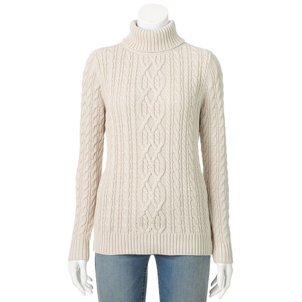 Women's Croft & Barrow® Cable-Knit Turtleneck Sweater