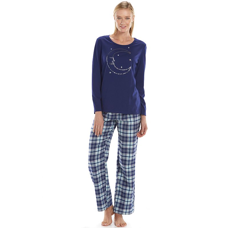 Women's Croft & Barrow® Pajamas: Knit Top & Flannel Pants Pajama Set