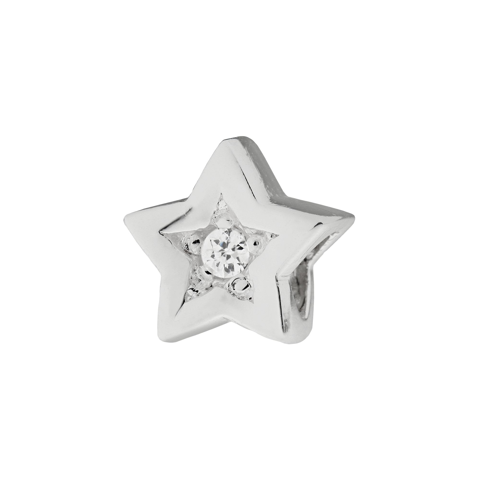 Individuality Beads Cubic Zirconia Sterling Silver Star Bead, Womens, Whit