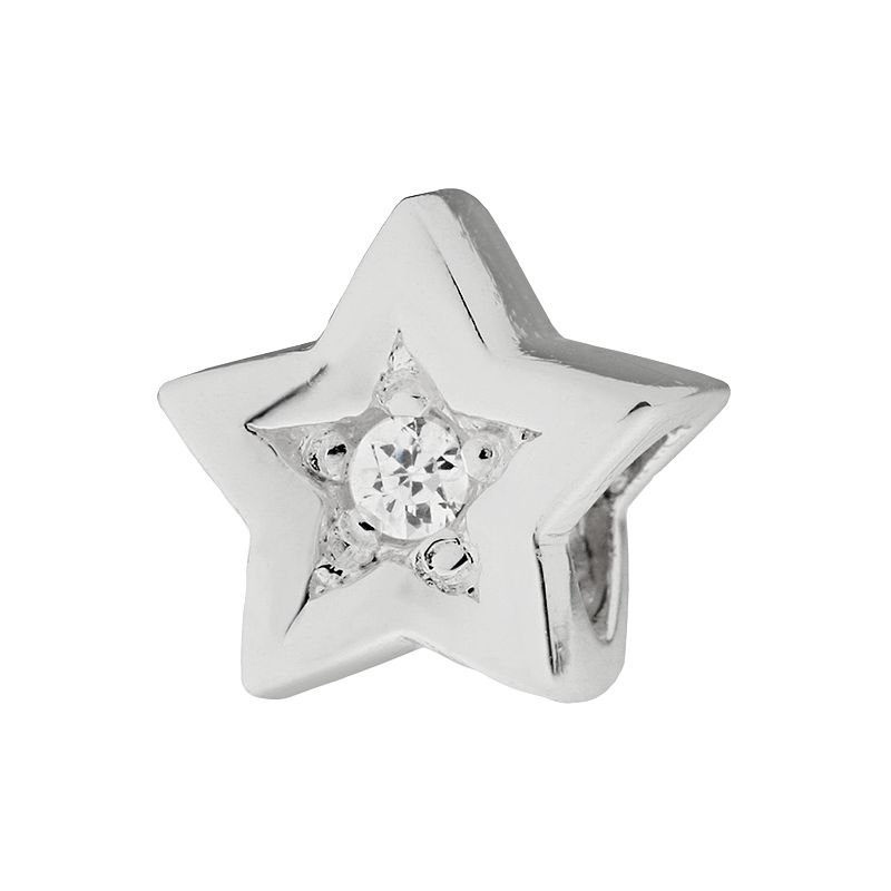 Individuality Beads Cubic Zirconia Sterling Silver Star Bead, Womens, Whit