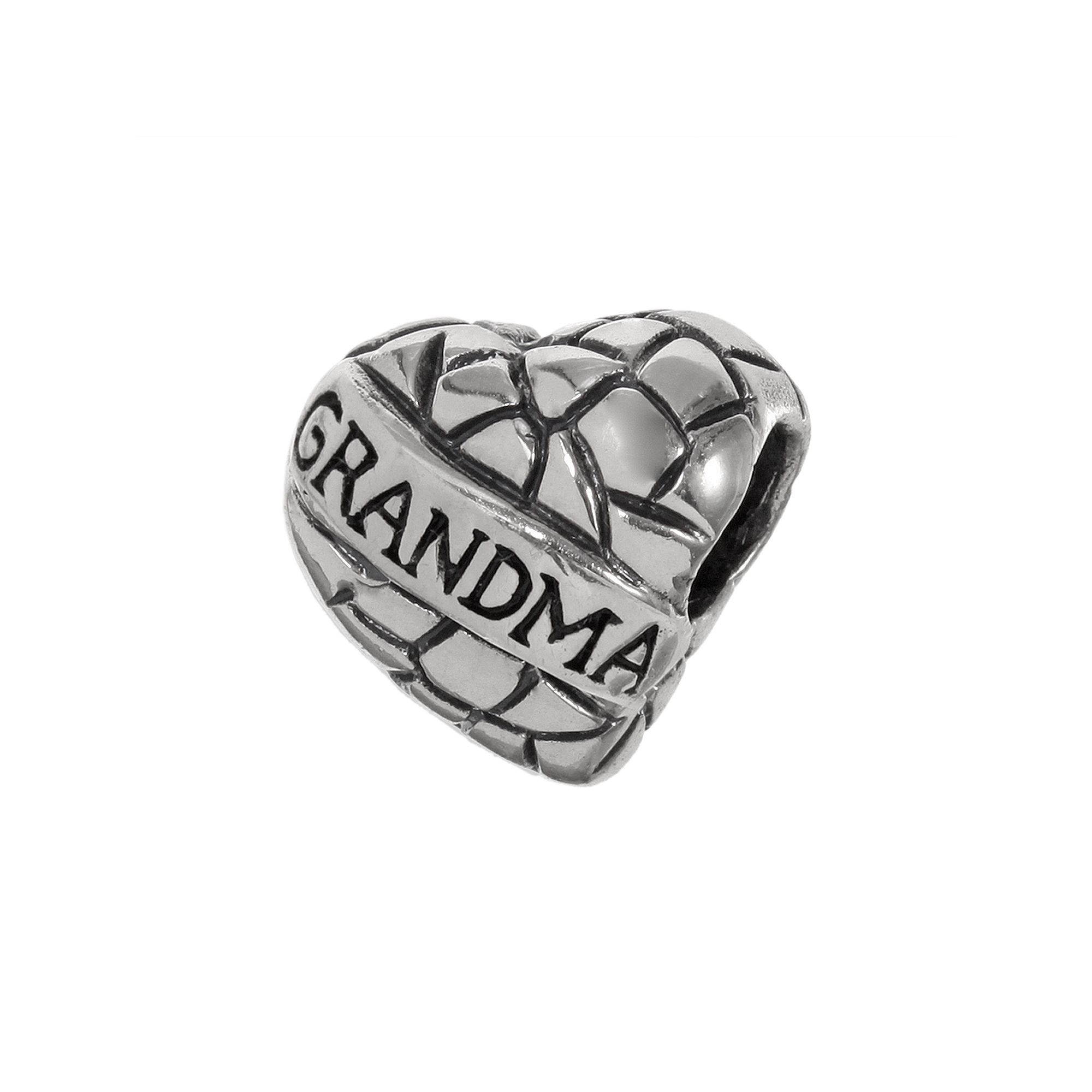 Individuality Beads Sterling Silver Grandma Heart Bead, Womens