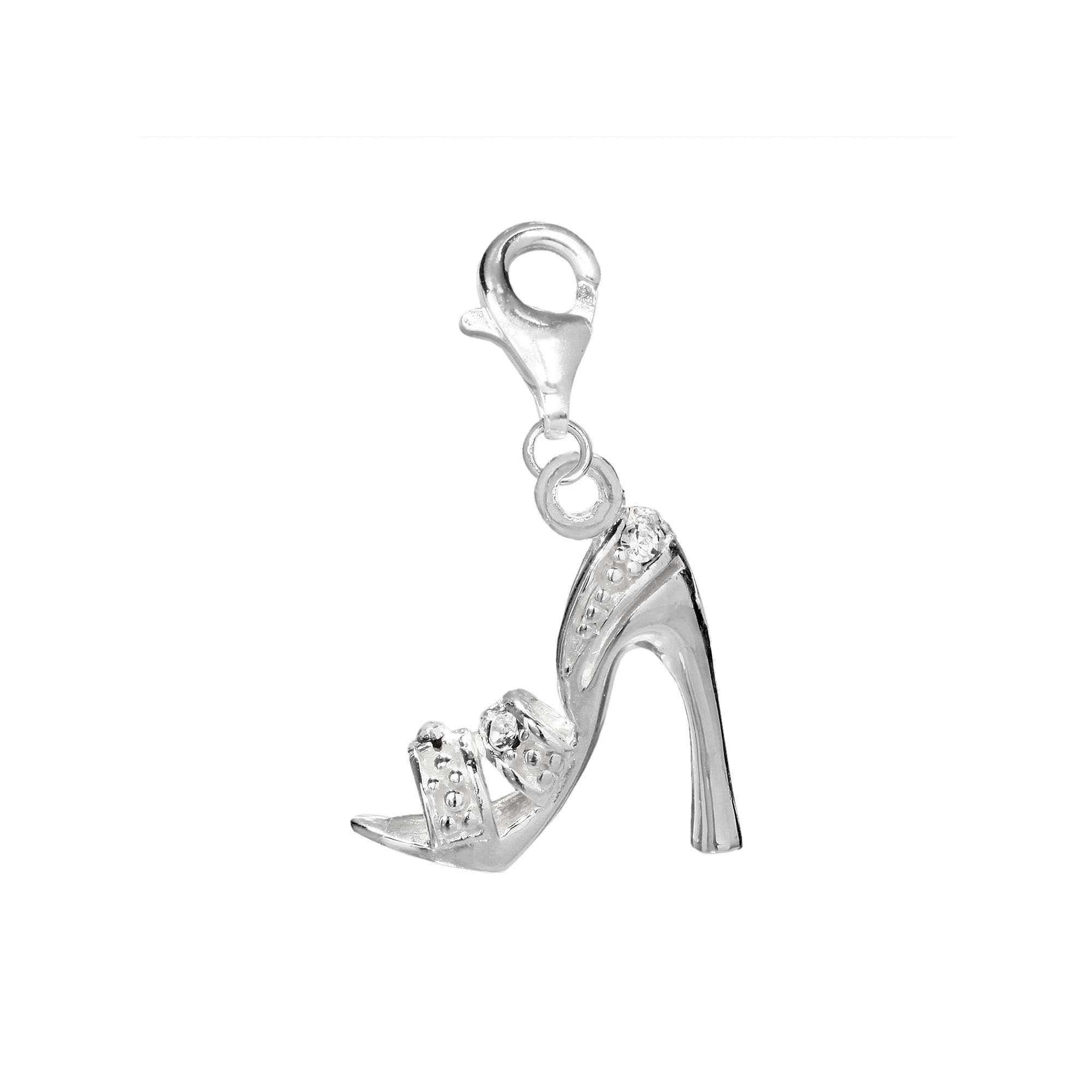 Individuality Beads Crystal Sterling Silver Sandal Charm, Womens, White