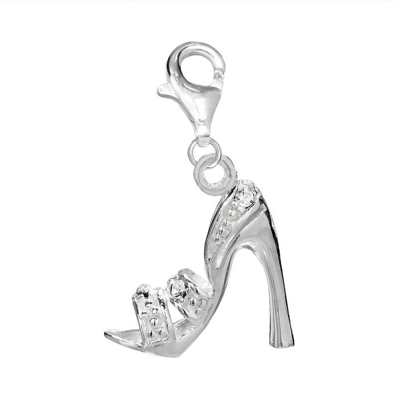 Individuality Beads Crystal Sterling Silver Sandal Charm, Womens, White