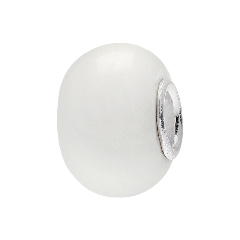 Individuality Beads Sterling Silver White Glass Bead, Womens