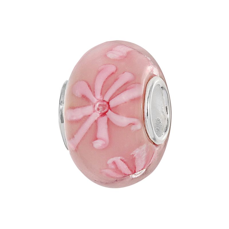 Individuality Beads Sterling Silver Glass Floral Bead, Womens, Pink