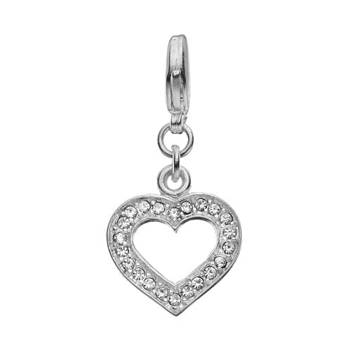 Blue La Rue Crystal SilverPlated Cutout Heart Charm