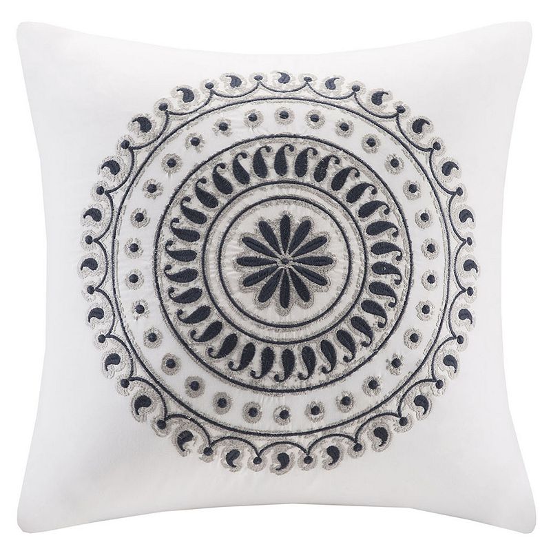 INK+IVY Fleur Embroidered Throw Pillow, Blue, 18X18