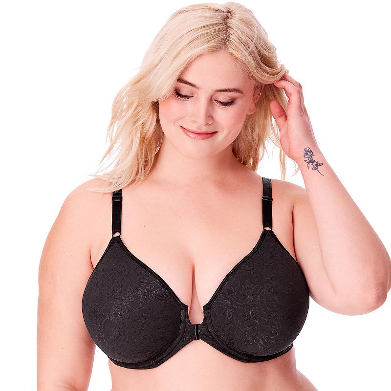 Bali Comfort Revolution Full-Figure Front-Closure Shaping Underwire Bra DF3P66, Women's, Size: 38 Dd, Black