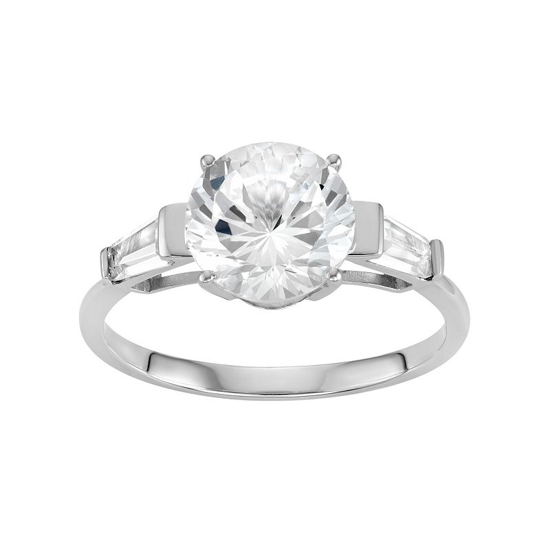 100 Facets of Love 10k White Gold Lab-Created White Sapphire Engagement Rin