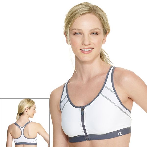 Champion Womens Motion Control Zip Front Sports Bra, 38B, Surf The
