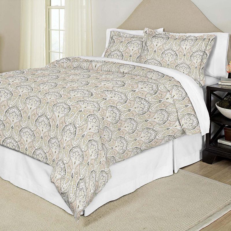 54162662 Pointehaven Cedar Printed Percale Duvet Cover Set, sku 54162662