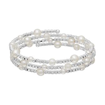 Vieste Simulated Pearl Station Coil Bracelet